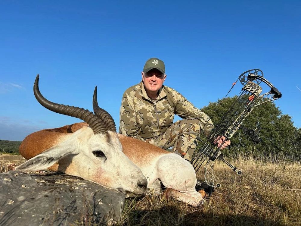 Springbok trophy taken with archery at Texas Hunt Lodge